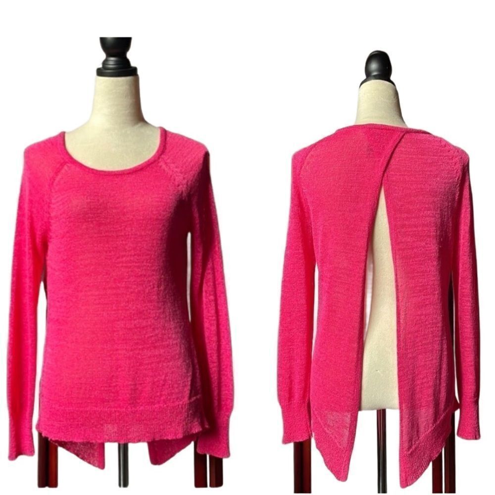 Bisou Bisou Michele Bohbot Pink Semi-Sheer Top w/Open Back (Size: Small)